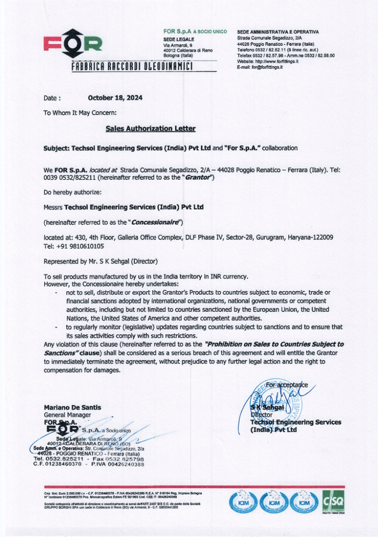 FOR Fitting – Techsol Engineering Services (India) Pvt Ltd,